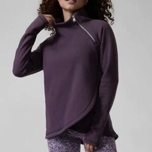 Athleta Cozy Karma Asymmetrical Pullover in Deep Crocus Violet size XXS